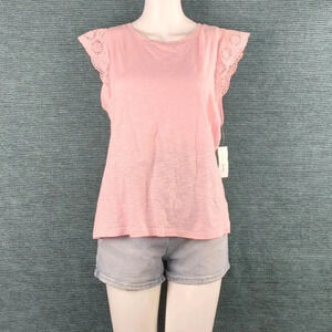 For Kitty Rescue! Maison Jules Tee, With Eyelet Trim Cap Sleeves NWT!